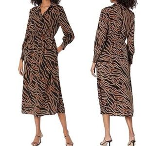 BB Dakota abstract zebra printed midi or maxi shirt dress. size Small